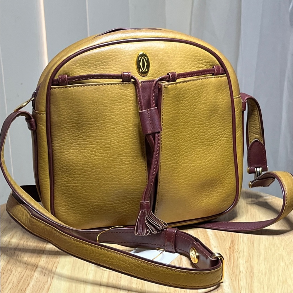 Cartier Mustard and Burgundy Crossbody Bag Vintage